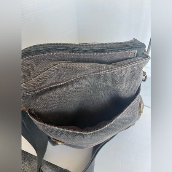 Augur Messenger Unisex Green Brown Vintage Canvas Shoulder Crossbody Purse Bag - Picture 6 of 13